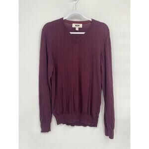 Joseph Abboud 100% Merino Wool V-neck Sweater Red Maroon Modern Fit XL